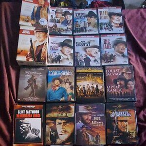 All for $50 - Lot of western movies DVDs clint eastwood john wayne